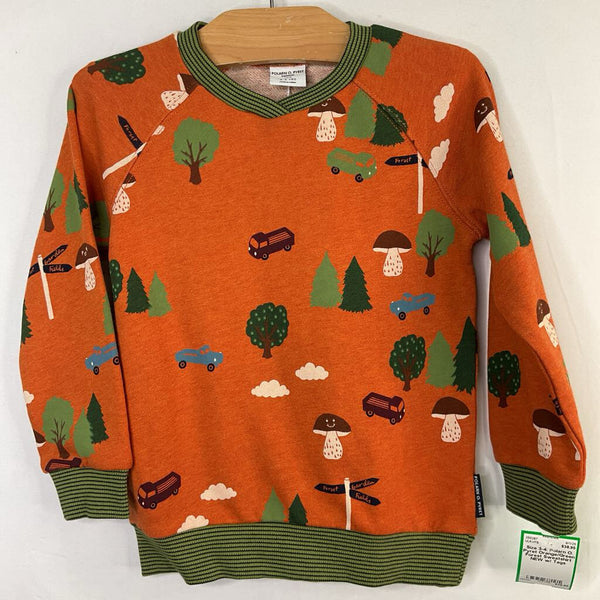 Size 3-4: Polarn O. Pyret Orange/Green Forest Sweatshirt NEW w/ Tags