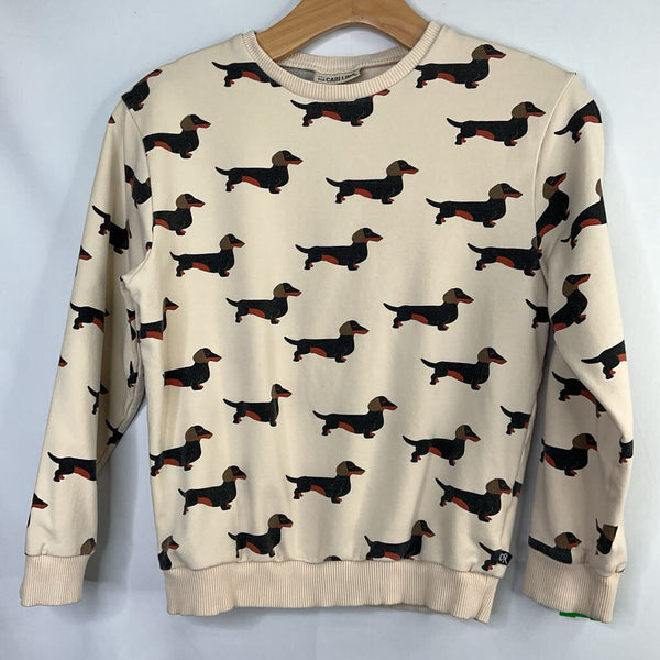 Size 8-10: CarlijnQ Beige/Black Dachshunds Sweatshirt