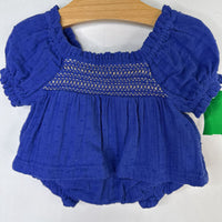 Size 0-3m: Gap Blue/Gold 2pc Blouse/Skirt Set