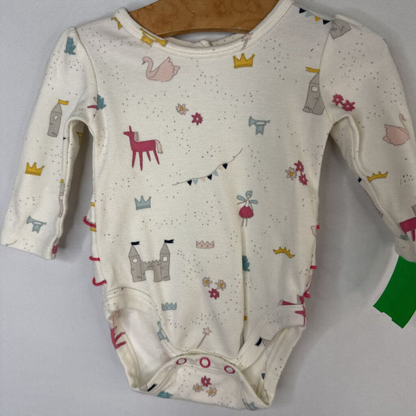 Size 0-3m: Pehr White/Colorful Fairytale Long Sleeve Onesie