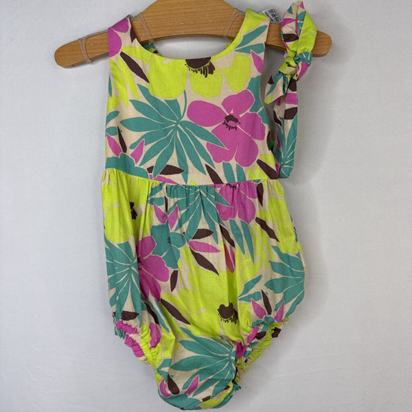 Size 18-24m: Gap Beige/Colorful Neon Floral Romper/Headband NEW w/ Tags
