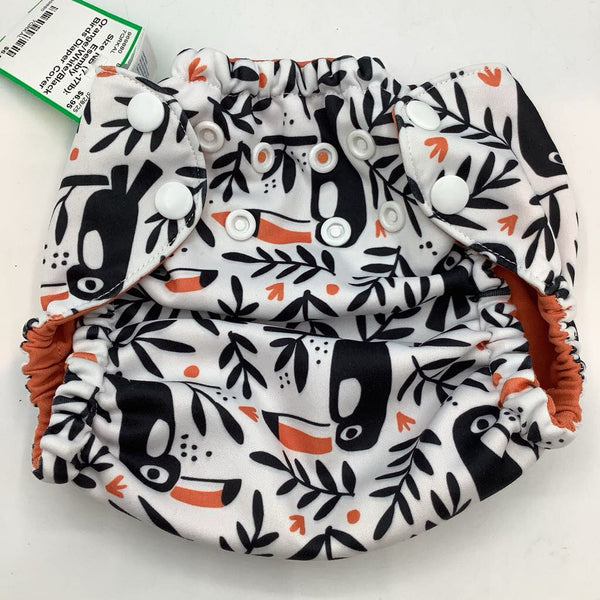 Size NB (7-17lb): Esembly Orange/White/Black Birds Diaper Cover