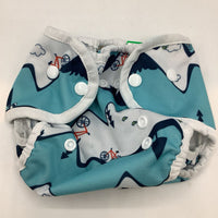 Size One: Thirsties Blue/White Mountain Bikes Diaper Cover