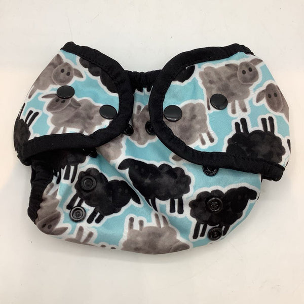 Size One: Thirsties Blue/Grey/Black SheepDiaper Cover