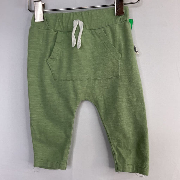 Size 0-3m: Rabbit + Bear Green Cozy Pants