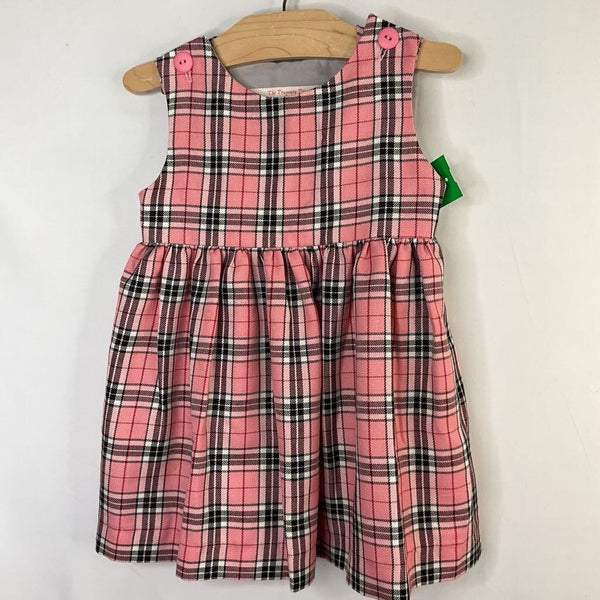 Size 3: The Treasure Trove Pink/White/Black Plaid Sleeveless Dress
