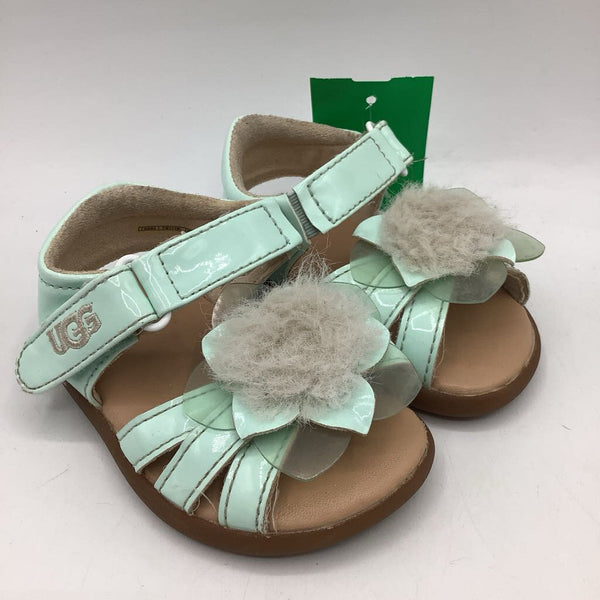 Size 2-3: UGG Blue Floral Velcro Strap Sandals