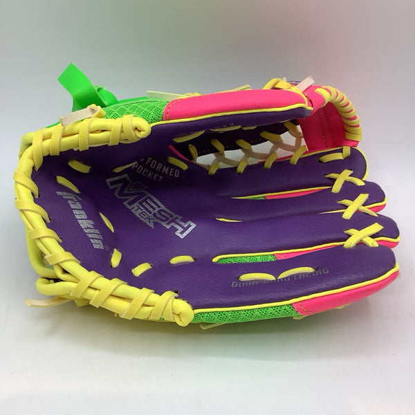 Size 9.5": Franklin Neon Green/Colorful Meshtek Baseball Mitt