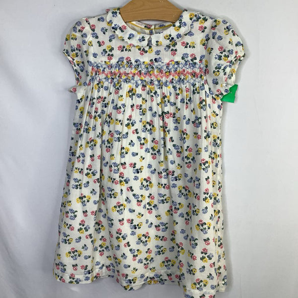 Size 3-4: Boden White/Colorful Floral Collared Dress NEW w/ Tags