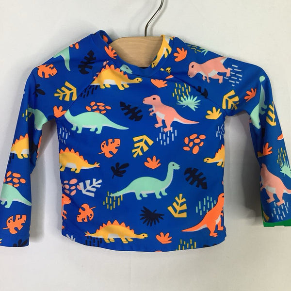 Size 18m: Cat & Jack Blue/Colorful Dinos 2pc Rash Guard Suit