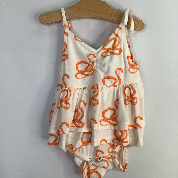 Size 12-18m: Kate Quinn Cream/Orange Snakes Strappy Onesie Dress