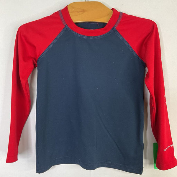 Size 3: Columbia Red/Navy Omni Shade Sun Guard Shirt