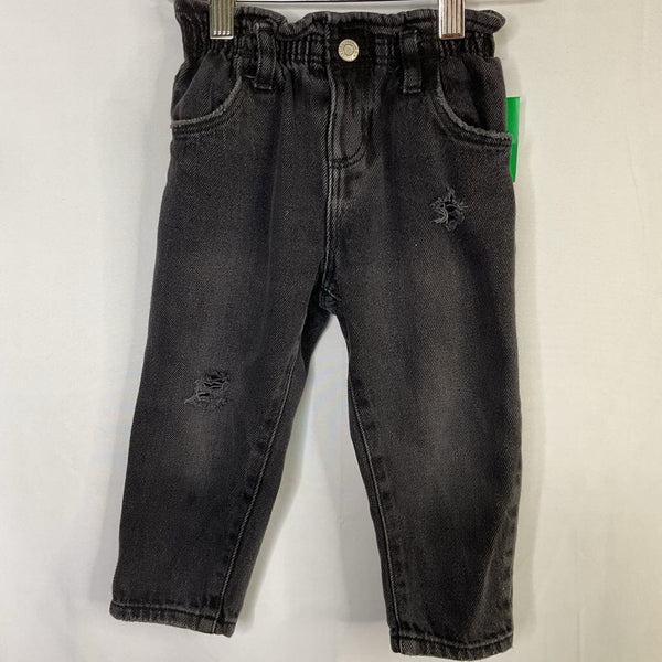 Size 2-3: Zara Black Distressed Adjustable Waist Jeans