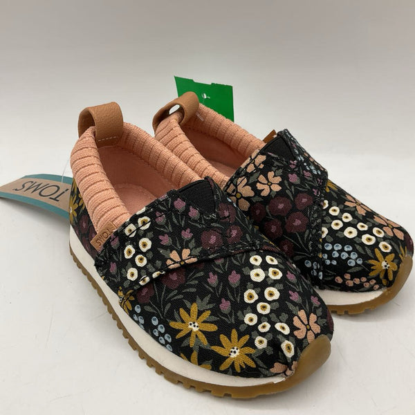 Size 6: Toms Black/Colorful Floral Slip-On Shoes NEW w/ Tags