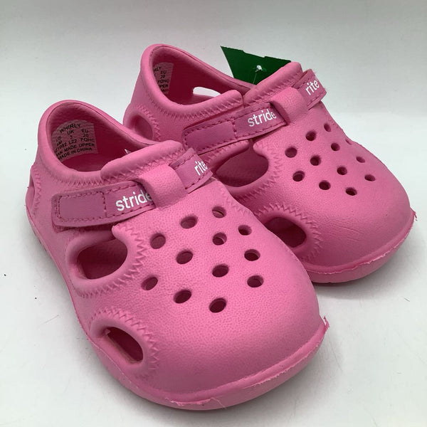 Size 4: Stride Rite Pink Perforated Velcro Strap Sandals