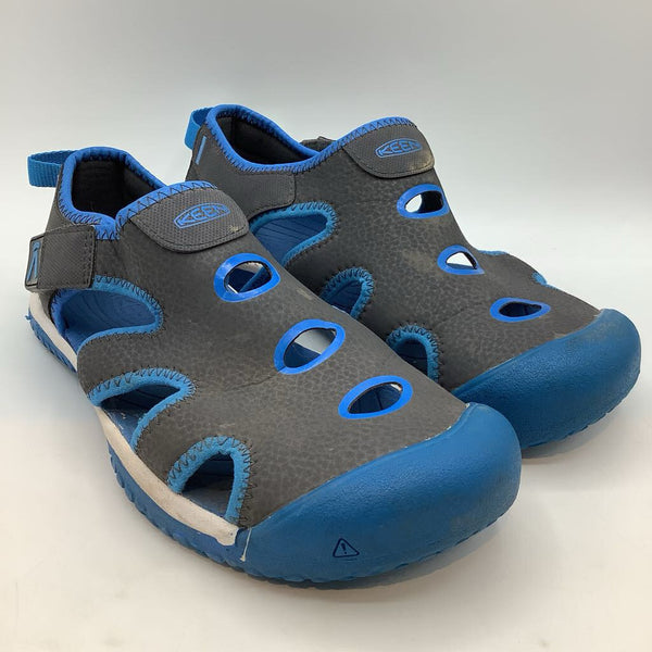 Size 4Y: KEEN Grey/Blue Trim Velcro Strap Sandals