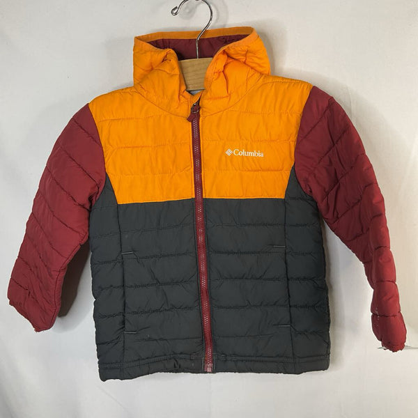 Size 4: Columbia Red/Orange/Black Omni-Heat Puffer Zip Up Jacket