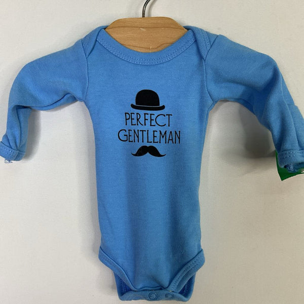 Size Preemie: HB Blue Perfect Gentleman Long Sleeve Onesie