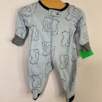 Size Preemie: Gerber Blue/Black Bears Zip-Up Footy PJs