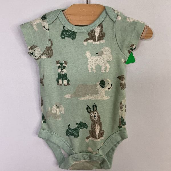 Size NB: Member's Mark Green/White Dogs Onesie