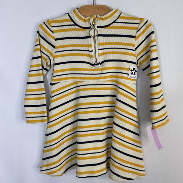 Size 18-36m: Mini Rodini White/Yellow/Navy Striped Long Sleeve Dress
