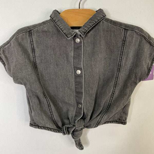 Size 2: Zara Black Front Knot Denim Snap-Up Shirt