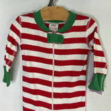 Size 6-9m (60): Hanna Andersson Red/White/Green Trim Striped 1pc Zip-Up Holiday PJs