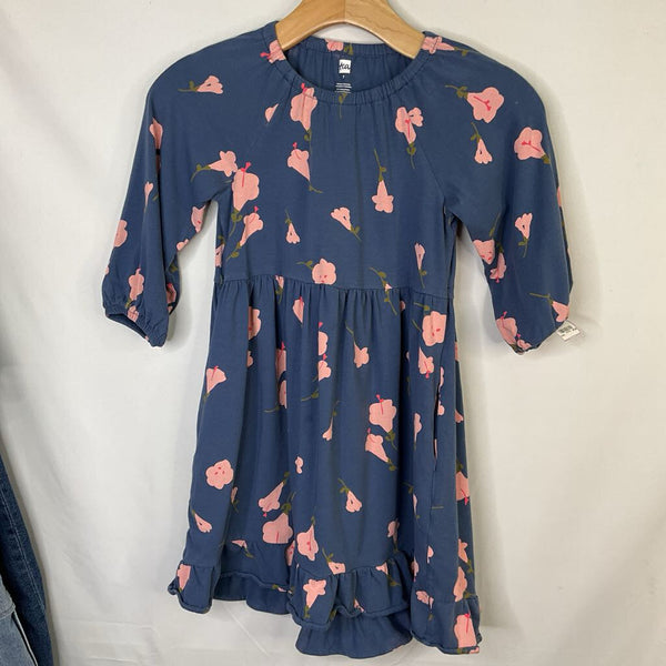 Size 7: Tea Blue/Pink Floral Long Sleeve Dress
