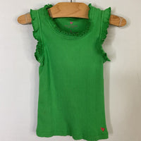 Size 6-7: Pink Chicken Green Ribbed Lace Trim Tank