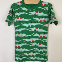 Size 8 (130): Hanna Andersson Blue/Green Crocodiles Organic Cotton 2pc Shorty Pjs