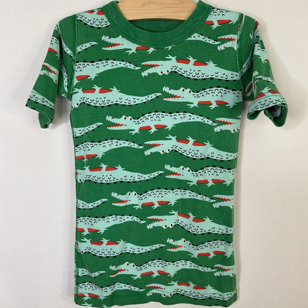 Size 8 (130): Hanna Andersson Blue/Green Crocodiles Organic Cotton 2pc Shorty Pjs
