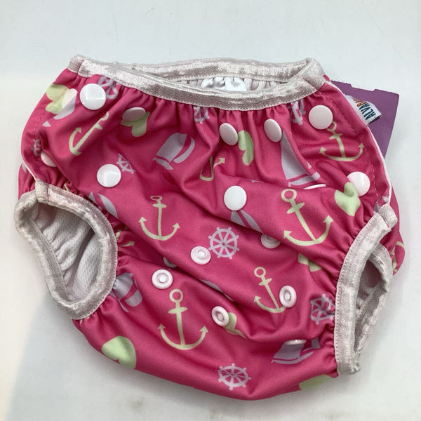 Size OS: Alva Baby Pink/White Sailboats Swim Diaper