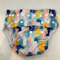 Size OS: Nora's Nursery Colorful Pastel Streaks Snap Diaper
