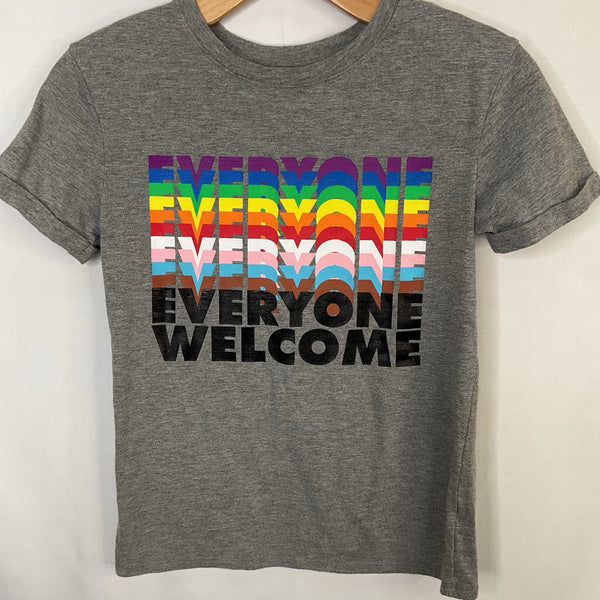 Size 8-10: Grey/Rainbow 'Everyone Welcome' T-Shirt