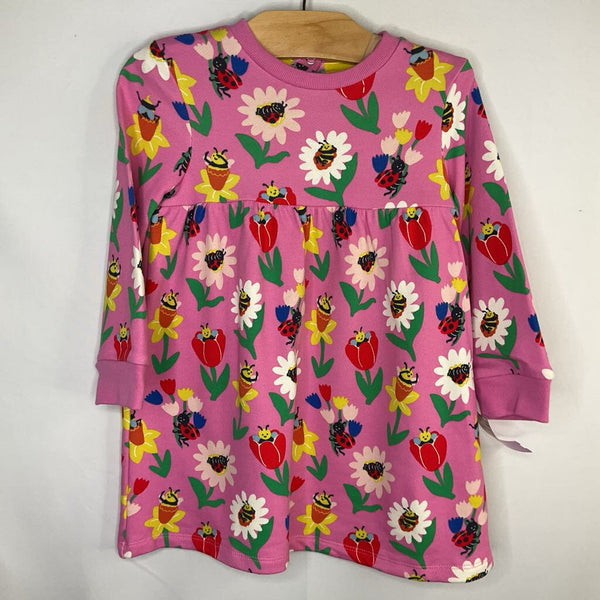 Size 18-24m: Boden Pink/Colorful Garden Bees Long Sleeve Dress NEW w/ Tags