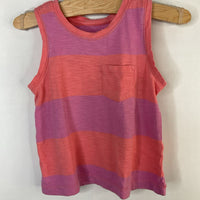 Size 2: Primary Pink/Purple Striped Pocket Tank