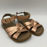 Size 7: Saltwater Rose Gold Metallic Adjustable Strap Sandals