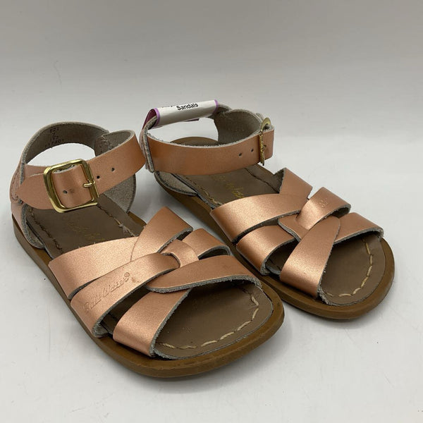 Size 7: Saltwater Rose Gold Metallic Adjustable Strap Sandals