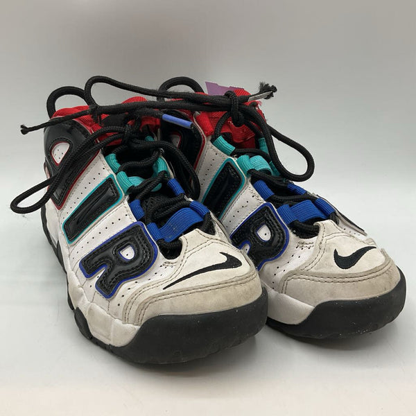 Size 1Y: Nike Air Uptempo White/Multicolor Lace-Up Sneakers