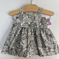 Size 6m: Black/White Leaves Hawaiian Dress/Bloomers