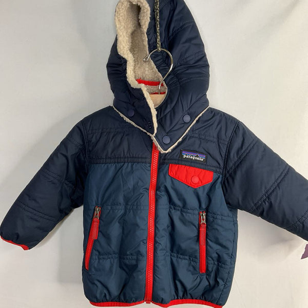 Size 6-12m: Patagonia Navy/Red Poly/Sherpa Reversible Winter Coat