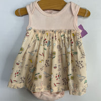 Size NB: Nordstrom Pink/Multi Garden Friends Onesie Tank Dress