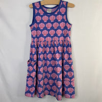 Size 6-7 (120): Hanna Andersson Blue/Purple Shells Tank Dress