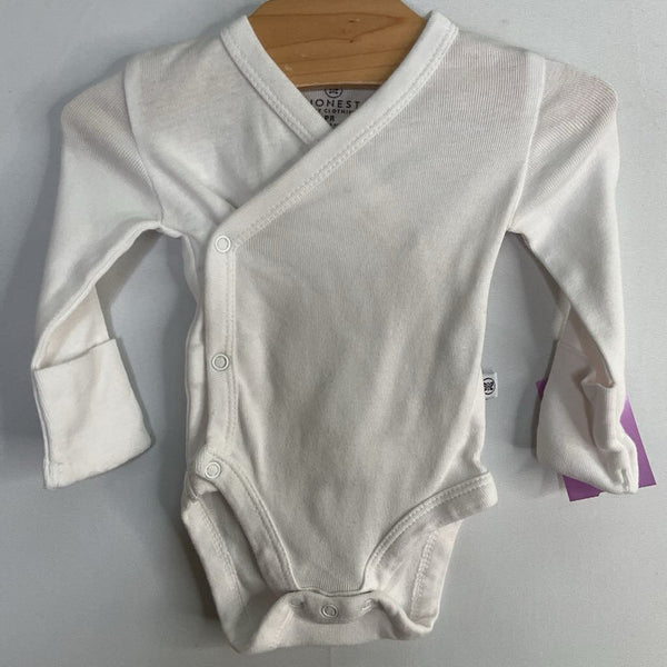 Size Preemie: Honest White Long Sleeve Onesie