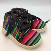 Size 5-6: Black/Colorful Striped Lace-Up Sneakers