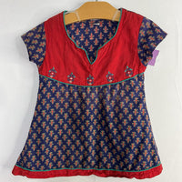Size 12-18m: Blue/Red/Green Print Embroidered Dress