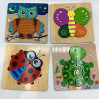 4pk Chunky Wooden Animal Puzzles