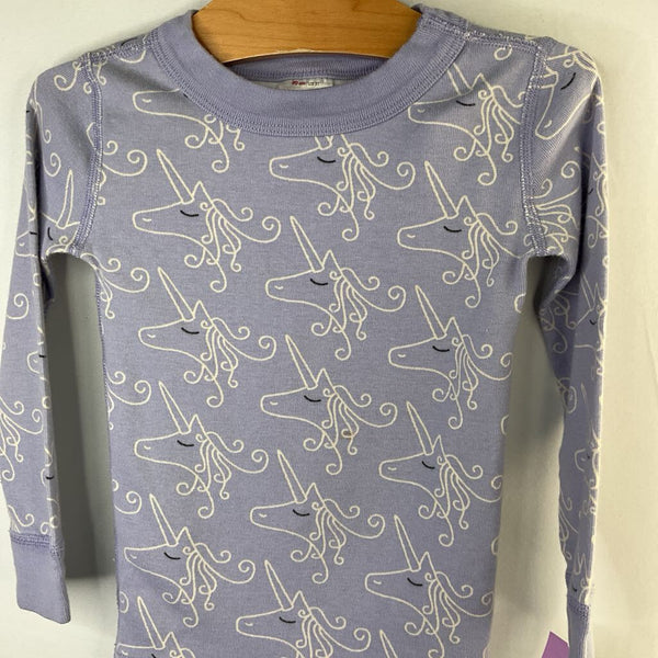 Size 3 (90): Hanna Andersson Purple/White Unicorns Organic Cotton 2pc PJs REDUCED