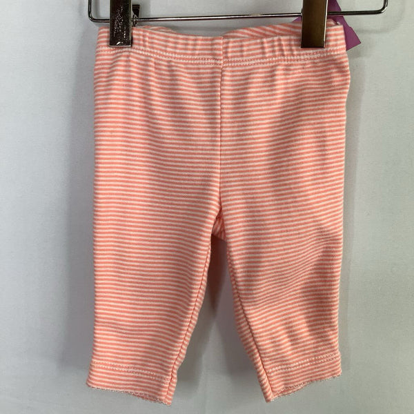 Size 3m: Carter's Peach/White Striped Cotton Cozy Pants