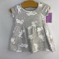 Size 0-3m: Old Navy Gray/Bunny Pattern Short Sleeve Dress